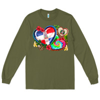Army Green western leopard  dominican republic  hearts Long Sleeve Tee - AdoDesignShop