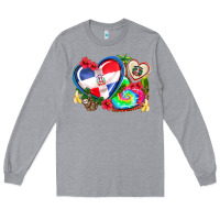 Heather Grey western leopard  dominican republic  hearts Long Sleeve Tee - AdoDesignShop