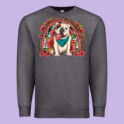English Bulldog Floral Rainbow Premium Sweatshirt Designed By Artiststas