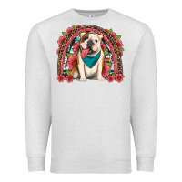 Oatmeal Heather english bulldog floral rainbow Premium Sweatshirt - Artiststas