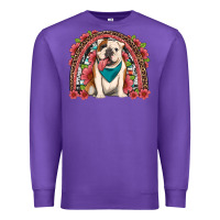 Purple english bulldog floral rainbow Premium Sweatshirt - Artiststas