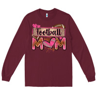 Burgundy football mom with leopard Long Sleeve Tee - Zillion Design Studio