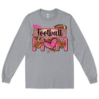 Heather Grey football mom with leopard Long Sleeve Tee - Zillion Design Studio