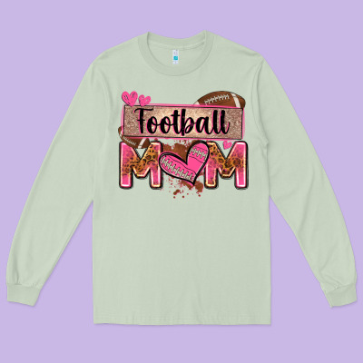 Football Mom With Leopard Long Sleeve Tee Designed By Zillion Design Studio