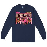 Navy football mom with leopard Long Sleeve Tee - Zillion Design Studio