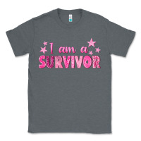 Charcoal Heather I Am a Survivor Breast Cancer Classic Tee - texasbilliewilder