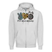 Dove Grey peace love racing Zipper Hoodie - CowhideDigitalArt