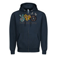 Navy peace love racing Zipper Hoodie - CowhideDigitalArt