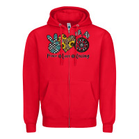 Red peace love racing Zipper Hoodie - CowhideDigitalArt