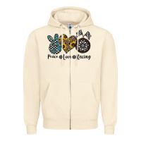 Sandshell peace love racing Zipper Hoodie - CowhideDigitalArt