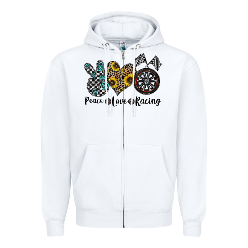 Peace Love Racing Zipper Hoodie by CowhideDigitalArt | Teevron