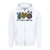 White peace love racing Zipper Hoodie - CowhideDigitalArt
