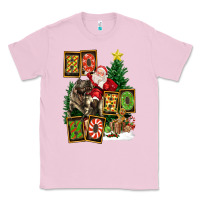 Bubblegum Pink Christmas Trex Ho Ho Ho Santa Classic Tee - FaDigitalArtStudio