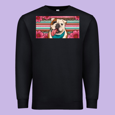 English Bulldog Floral License Plate Premium Sweatshirt Designed By Artiststas