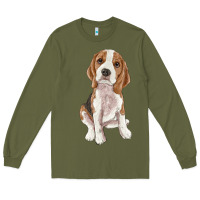 Army Green beagle Long Sleeve Tee - RanaPortraitStore