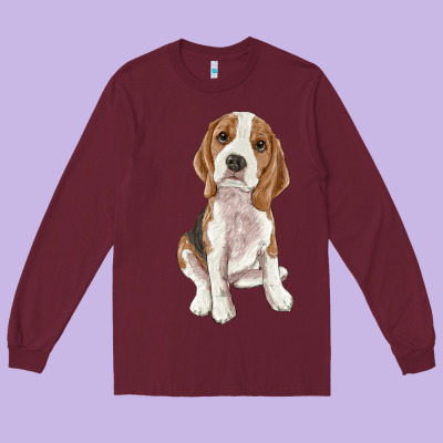 Beagle Long Sleeve Tee Designed By Ranaportraitstore