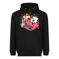 Pink Typewriter And Letters Heavyweight Hoodie | Teevron