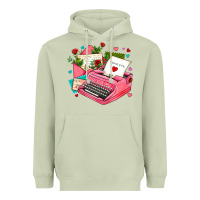 Matcha pink typewriter and letters Heavyweight Hoodie - AdoDesignShop