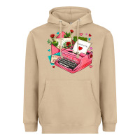 Mushroom pink typewriter and letters Heavyweight Hoodie - AdoDesignShop
