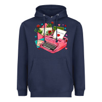 Navy pink typewriter and letters Heavyweight Hoodie - AdoDesignShop