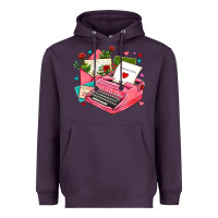 Plum pink typewriter and letters Heavyweight Hoodie - AdoDesignShop