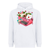 White pink typewriter and letters Heavyweight Hoodie - AdoDesignShop