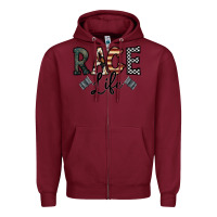 Burgundy race life Zipper Hoodie - CowhideDigitalArt
