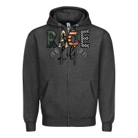 Charcoal Heather race life Zipper Hoodie - CowhideDigitalArt