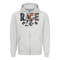 Dove Grey race life Zipper Hoodie - CowhideDigitalArt