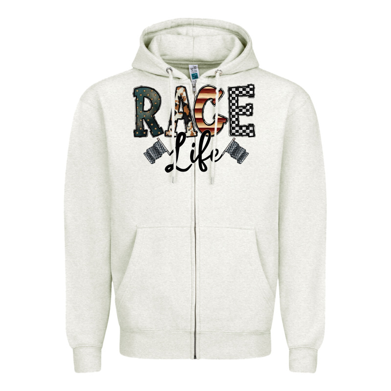 Race Life Zipper Hoodie by CowhideDigitalArt | Teevron