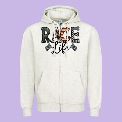 Race Life Zipper Hoodie Designed By Cowhidedigitalart