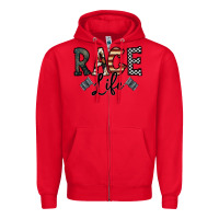 Red race life Zipper Hoodie - CowhideDigitalArt