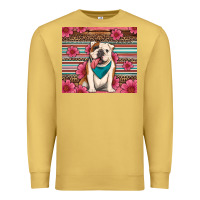 Antique Gold british bulldog floral serape Premium Sweatshirt - Artiststas