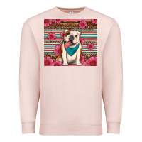 Pale Pink british bulldog floral serape Premium Sweatshirt - Artiststas