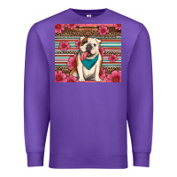 Purple british bulldog floral serape Premium Sweatshirt - Artiststas