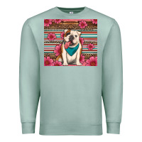 Seafoam british bulldog floral serape Premium Sweatshirt - Artiststas