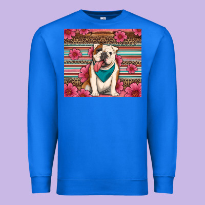 British Bulldog Floral Serape Premium Sweatshirt Designed By Artiststas
