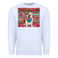 White british bulldog floral serape Premium Sweatshirt - Artiststas