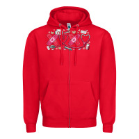 Red xoxo valentine Zipper Hoodie - RacoonDesign