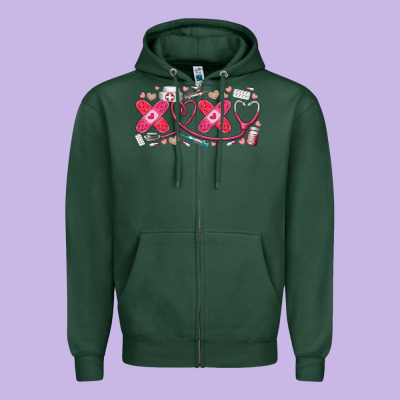 Xoxo Valentine Zipper Hoodie Designed By Racoondesign