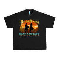 Black the world needs more cowboys Urban Heavy Tee - texasbilliewilder
