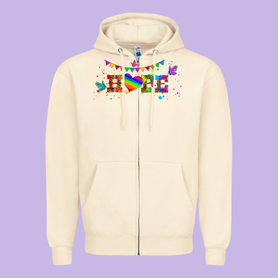 Lgbtq Hope  Libbey Glass Zipper Hoodie Designed By Hra Design Shop