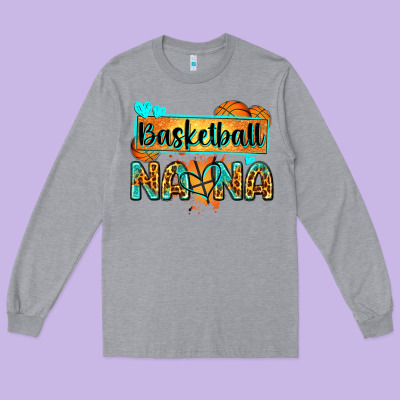 Basketball Nana With Leopard Long Sleeve Tee Designed By Zillion Design Studio