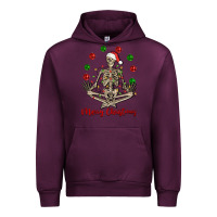 Mauve Wine Merry Christmas skeleton Urban Hoodie - NancyCooperArtShop