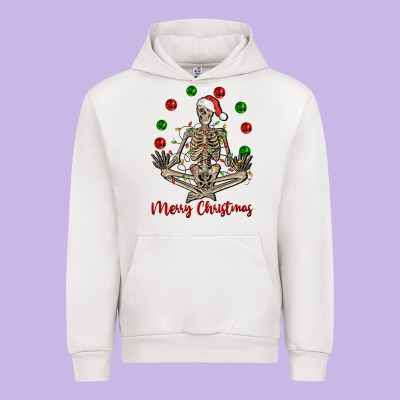 Merry Christmas Skeleton Urban Hoodie Designed By Nancycooperartshop