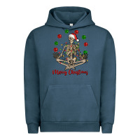 Pigment Midnight Navy Merry Christmas skeleton Urban Hoodie - NancyCooperArtShop