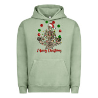 Pigment Oil Green Merry Christmas skeleton Urban Hoodie - NancyCooperArtShop