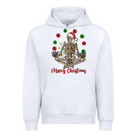 White Merry Christmas skeleton Urban Hoodie - NancyCooperArtShop