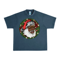 Midnight Navy African American Santa Christmas Urban Heavy Tee - RanaPortraitStore