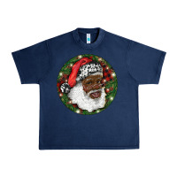 Navy African American Santa Christmas Urban Heavy Tee - RanaPortraitStore